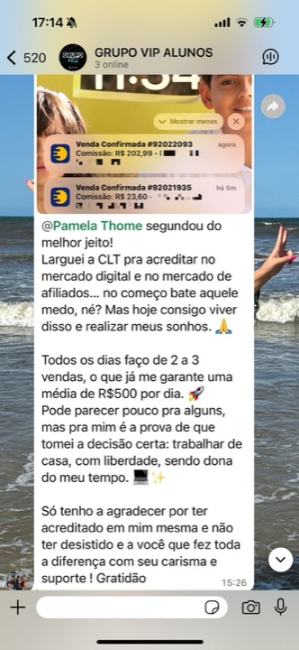 Média de R$ 500 por dia — Começou do zero e encontrou uma nova possibilidade no digital.