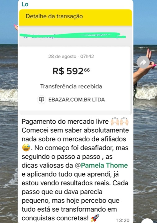 R$ 592,66 recebidos — Aplicando o que aprendeu no treinamento.